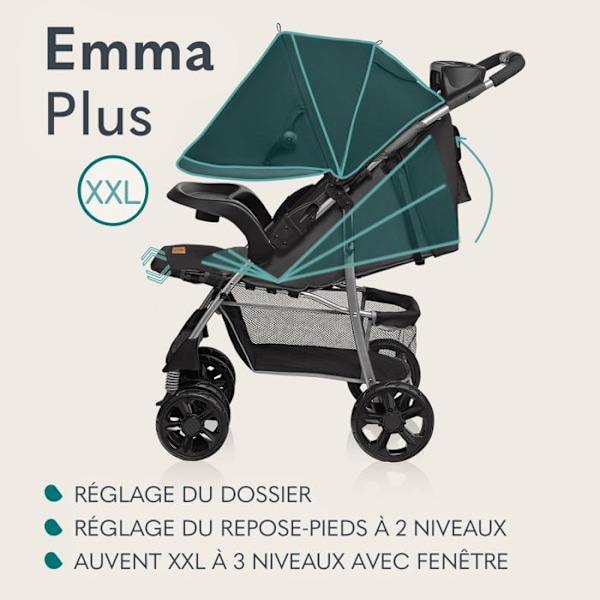 Lättvikts sittvagn LIONELO Emma - Snabb strand - 6-36 månader - Väska ingår - Stort korg - Kaki Grön, brun