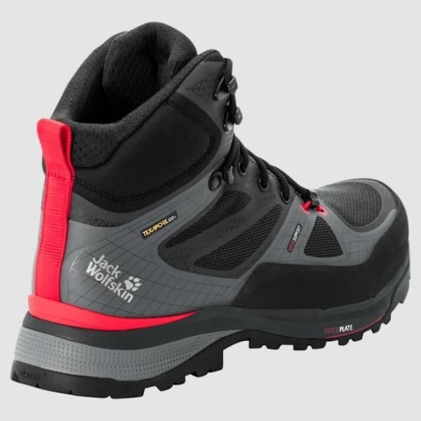 Jack Wolfskin FORCE TREKKER TEXAPORE MID trekkingskor - Svart/Röd - Herr - Storlek 42,5