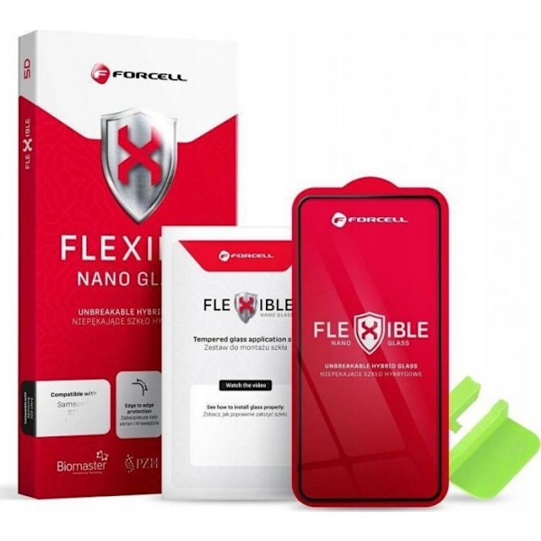 Skyddande film för telefon - skyddsglas för telefon Forcell Flexible 5D - hybridglas för iPhone 7/8/SE 2020 svart