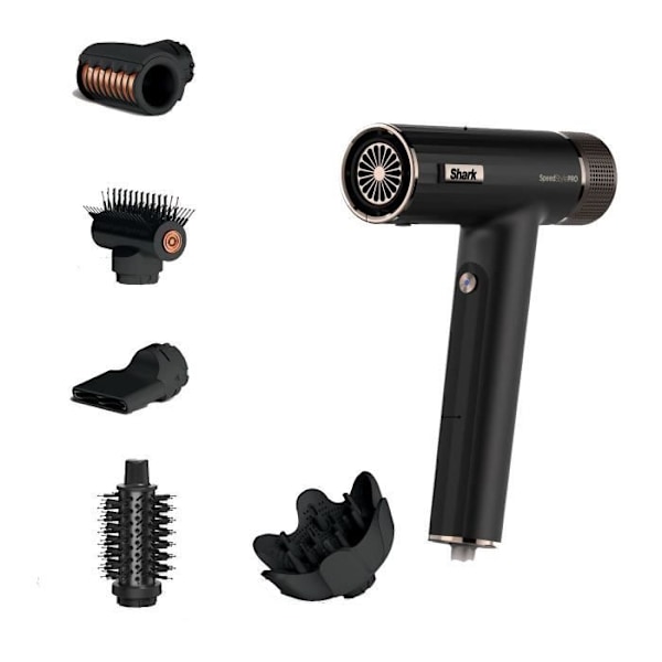 Hårfön - Shark - HD752EU - SpeedStyle Pro 5-i-1 - Diffusor Defrizz Fast - 1750 W Svart och Silver
