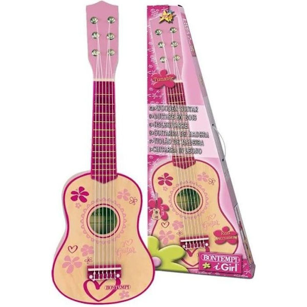 Bontempi 6-strängad trägitarr för barn Rosa 55cm Rosa