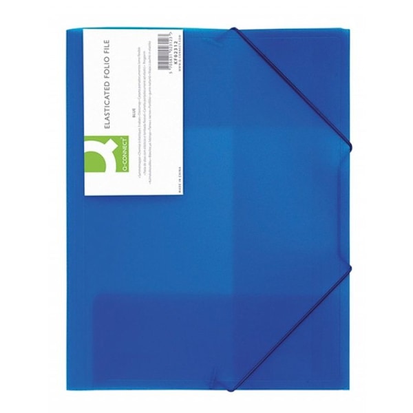 Q-Connect A4 elastisk mapp med 3 flikar 400 mic Transparent blå KF02312