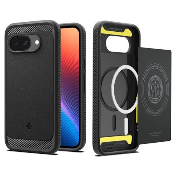 Coque för Google Pixel 9a - Spigen Rugged Armor MagSafe - Matt svart svart