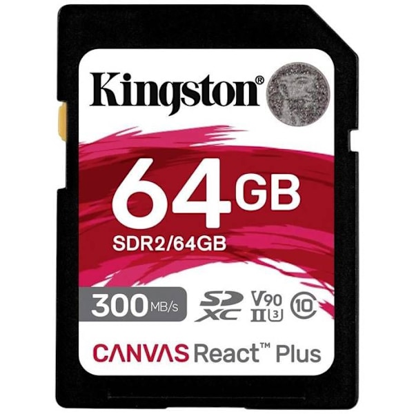 SD-minneskort - Kingston - Canvas React Plus - 64 GB - 300 MB/s - UHS-II U3 V90