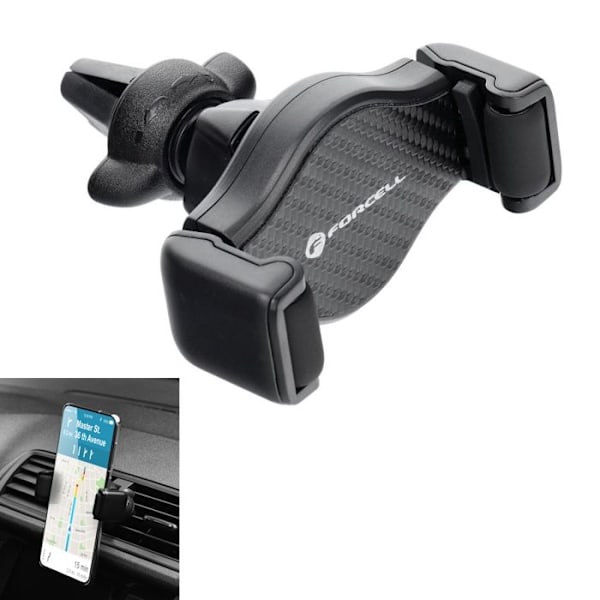 Stöd för FORCELL CARBON H-CF509 bil för smartphone upp till 6,7" - 360° rotation - Monteringsgaller. Svart