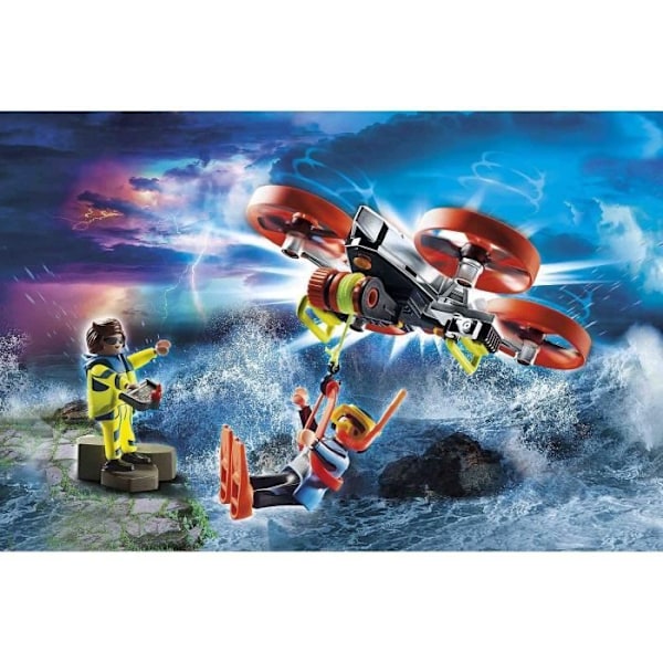 Drone - PLAYMOBIL - Stadshandling Räddningspersonal - Inbyggd kamera - Flyg i alla riktningar - 8 år och uppåt