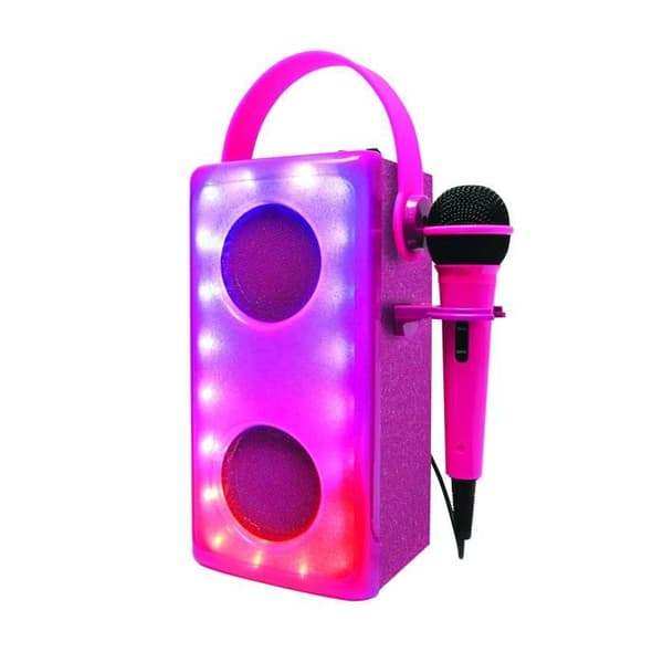 Bluetooth-högtalare med ljus Rosa och mikrofon VIT
