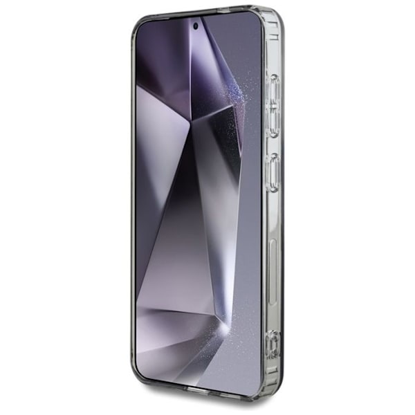 Coque Guess med tryckt strasslogotyp och MagSafe för Samsung Galaxy S25 (svart)