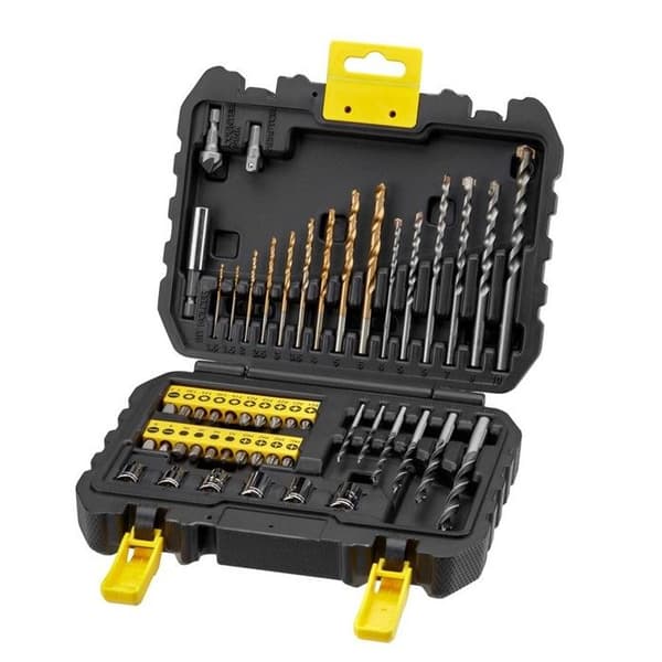 Set med borr och bits - STANLEY - STA88546-XJ - 50 delar - Multi-material borr - 25 mm bits & 1/4" hylsor