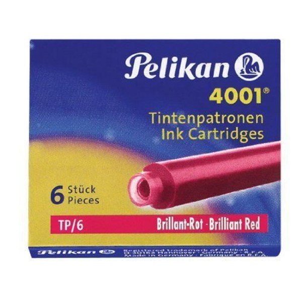 Pelikan Ink 4001 Box med 10 lådor med 6 bläckpatron TP/6 Brilliant Red