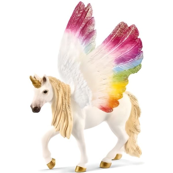 Schleich Figurine - Rainbow Winged Unicorn - Pedagogisk leksak för barn från 4 år och uppåt Regnbåge