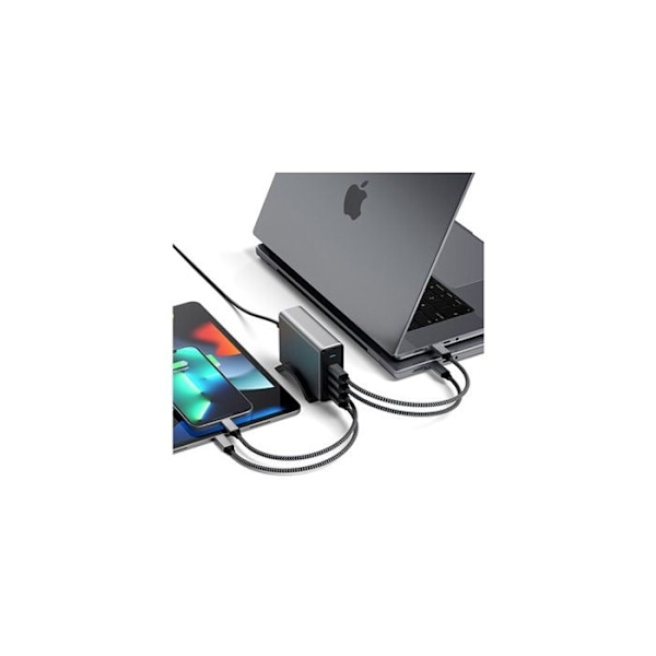 USB-C-laddare - Satechi - 165W PD GaN - 4 portar - Rymdgrå - Galliumnitrid