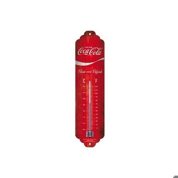 Termometer - COCA COLA - Klassisk logotyp - Röd - 28 x 6,5 cm - Metall Röd