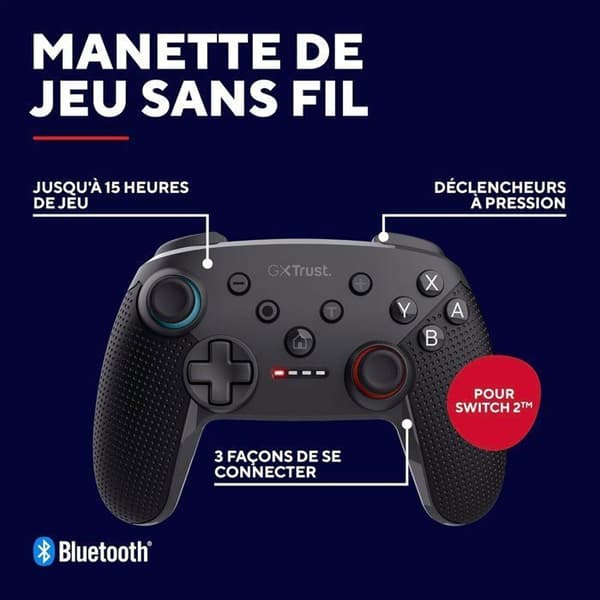 Spelkontroll - TRUST - GXT 1246 Muta - Trådlös Bluetooth - 15h batteritid - Kompatibel med Switch Svart