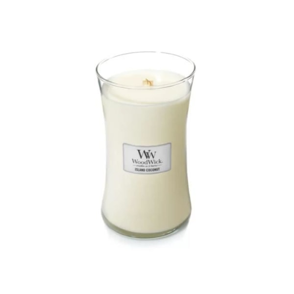 Bougie - WoodWick - Stor sandtimg - Kokosnöt från öarna - Naturligt trä - Vit Vit