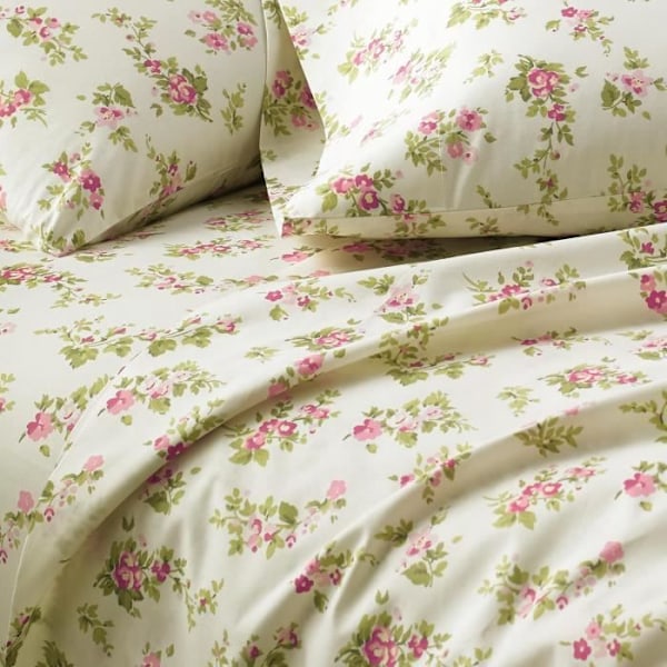 Laura Ashley Sängkläder i bomullsfleece, Rose Audreykräm, King Size Ros Audrey Kräm