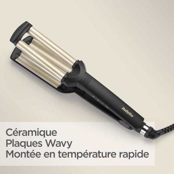 Easy Waves Styler - BABYLISS - C260E - Nano titanium keramik - 3 temperaturer 160°C, 180°C och 200°C Svart och guld