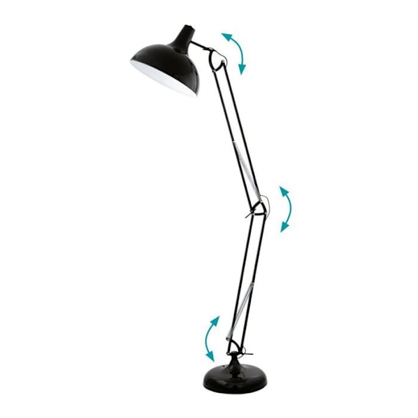 BORGILLIO E27 1X60W golvlampa i svart stål 380x0x1900mm stål