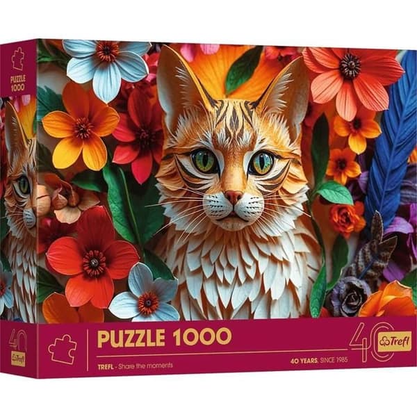 Pussel 1000 bitar: 40-årsjubileum - Papperskonst 3D: Katt