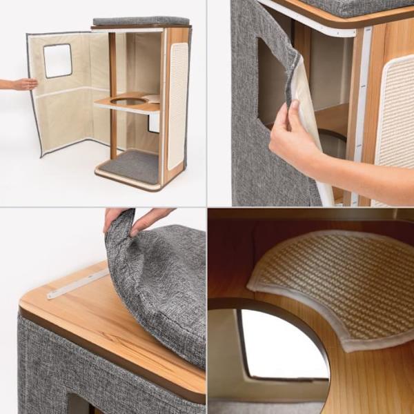 VESPER MDF Cat Tree - 42,5 x 87 x 42,5 cm - Stengrå stengrå