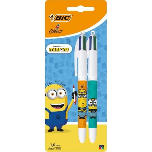 BIC kulpenna 4 färger Minions, set om 2 pennor