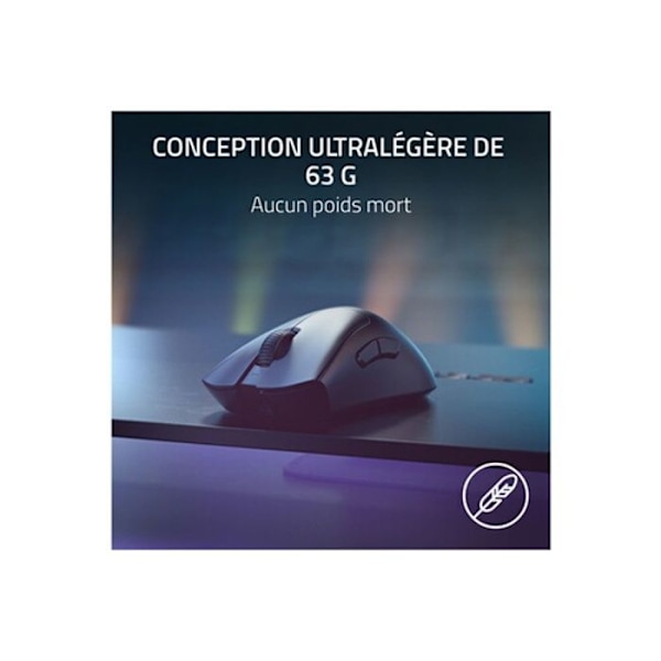 Mus - Razer - Deathadder v3 Pro - Svart - 30000 dpi - 5 programmerbara knappar