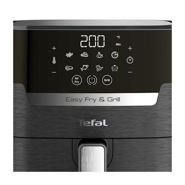 Luftfritös - TEFAL - Easy Fry & Grill EY505815 - 4,2 L - 1400 W - Touchkontroll Svart silver
