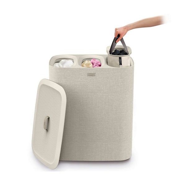 Separationskorg för tvätt - Joseph Joseph - Tota - 3 fack - 90 liter - Ecru Ecru