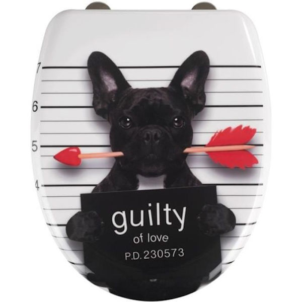 Toalettsits - WENKO - Guilty Dog - Antibakteriell Duroplast - Flerfärgad - Fästning i rostfritt stål Flerfärgad