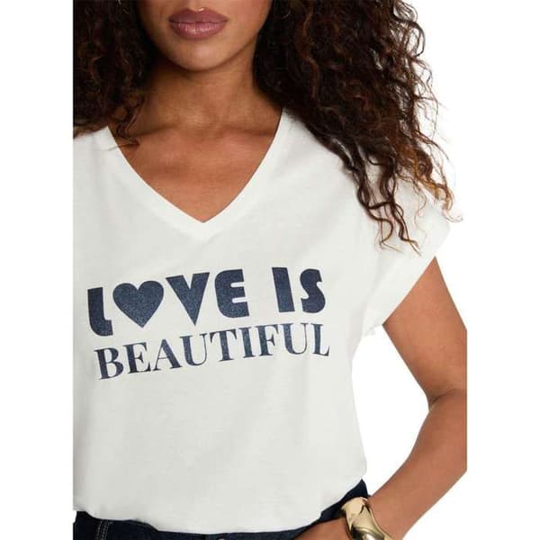Rak v-ringad t-shirt Vit M