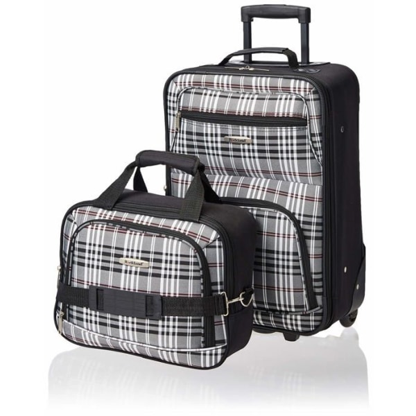 Rockland - F102-RED - Trendigt mjukt rak resväskaset, svart/rutigt, 2-delat set (14/19), bagageset