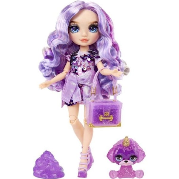 Rainbow High Fashion Doll with Slime Kit och Pet - Lila (lila) - 28cm Glitter Doll with Slime Kit Lila