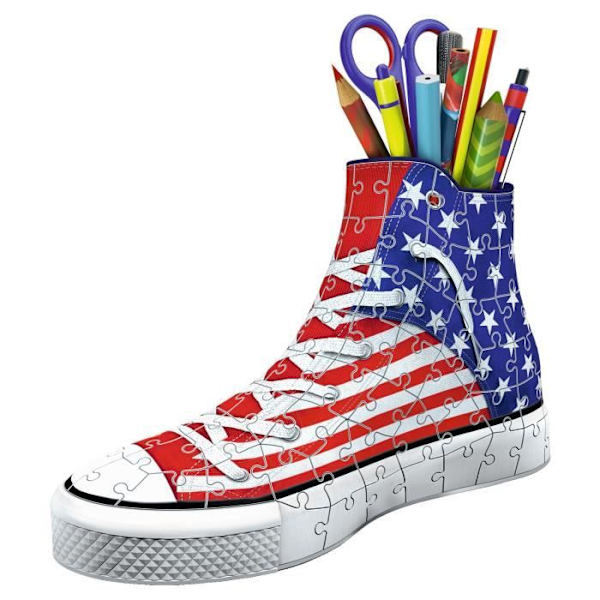 3D Sneaker Pussel - Amerikansk stil - Ravensburger - Blyertskruka 108 bitar - Från 8 år Amerikanska flaggan
