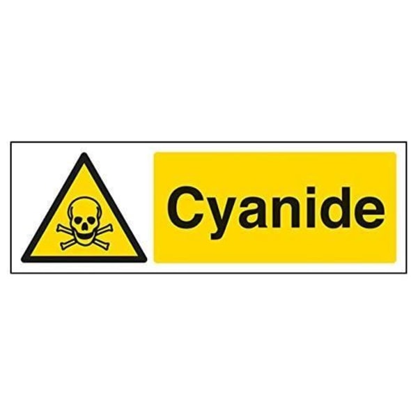 VSafety 6a053ax-r Cyanidsubstans och kemiska varningsskyltar, styv plast, liggande, 300 mm x