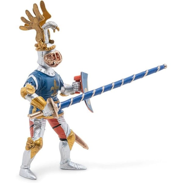 Blue Knight Fleur de Lys Figurine - PAPO - DEN MEDELTIDA VÄRLDEN - Lans, sköld och svärd - För barn