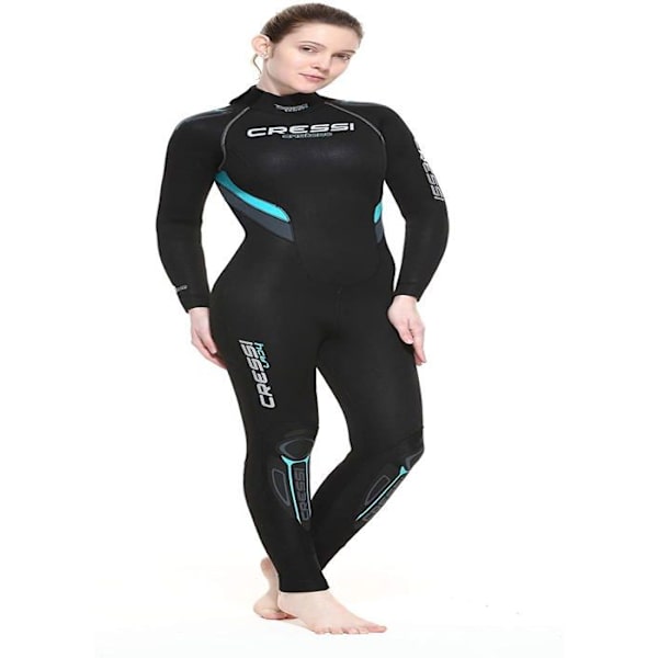 Cressi dykardräkt - XLR106751 - Castoro Lady 5mm - 5mm High Stretch Neopren Dykardräkt för kvinnor Svart/akvamarin XS