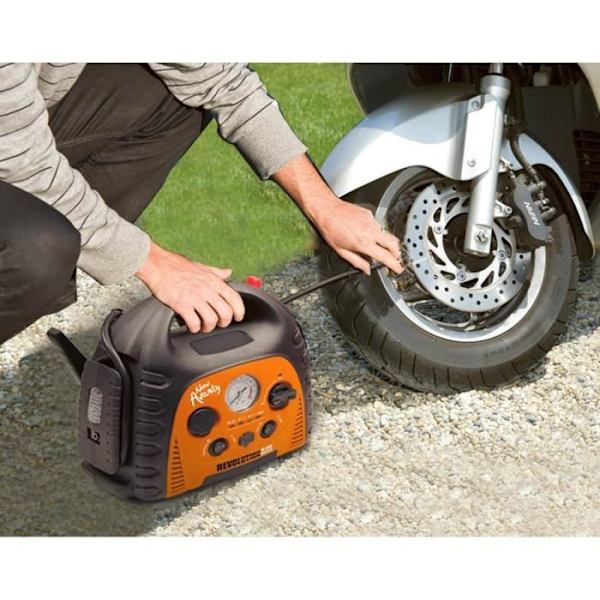 3 i 1 energistation - REVOLUTION'AIR - New Avanty - 400A booster - 300W omvandlare - 12 Bars uppblåsare orange och svart