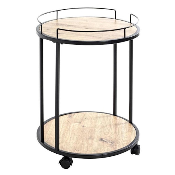 Desserte av rund kök "Ascola" 60cm svart & ek