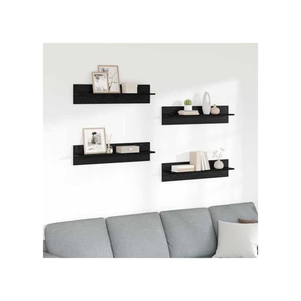Väggregal i ingenjörsträ - vidaXL - Svart Ek - 80x11,5x18 cm - 4-pack - Rektangulär form