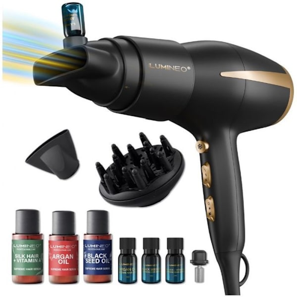 Lumineo Professional Line Hårtork med serum Silk Breeze med diffuser + Serumset 3 x 20 ml 60 ml