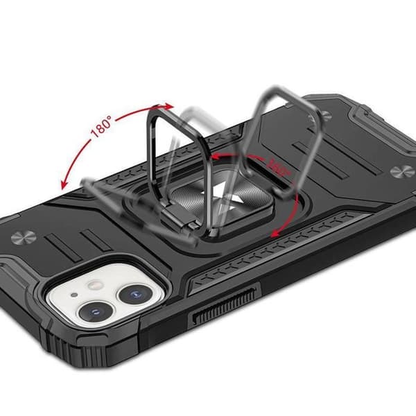 Svart magnetiskt skyddsfodral Ring Armor för iPhone 14 Plus