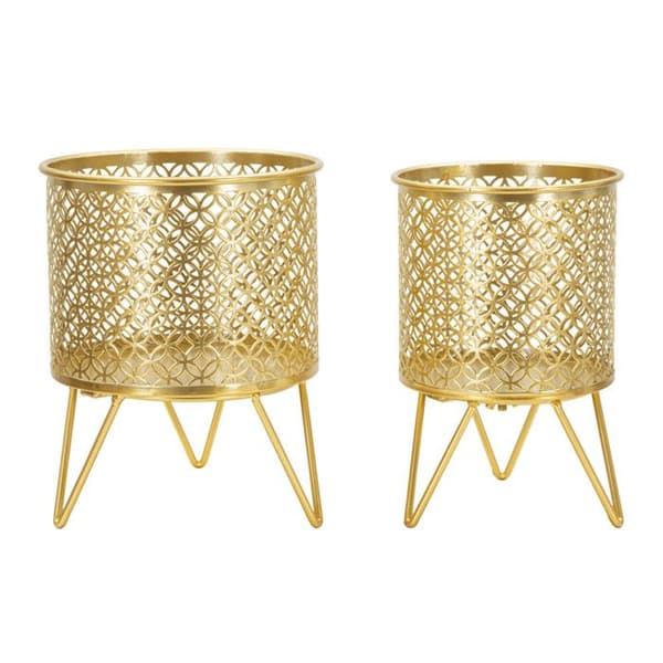 Set med 2 Design Blomkrukor "Ceci" 20cm Guld guld-