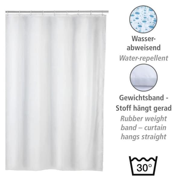 Duschdraperi - WENKO - Uni Vit - Antimögel - Polyester 100% - 120x200 cm Vit