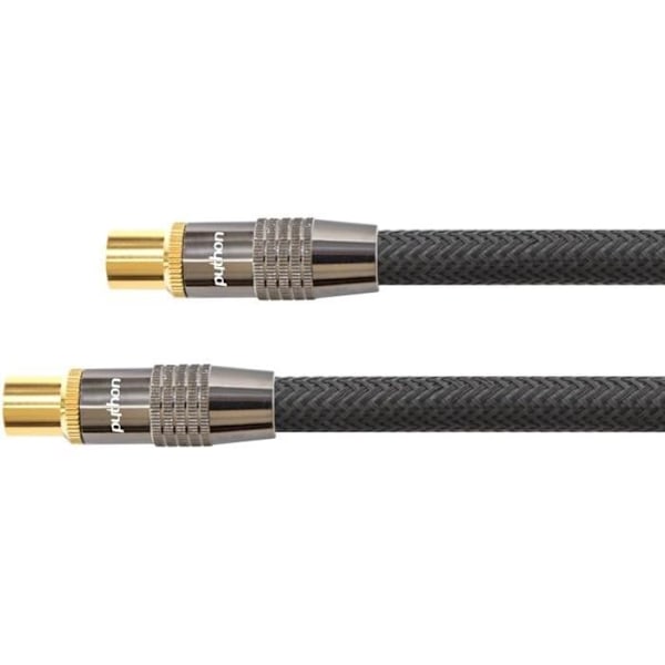 TV-antennkabel - PYTHON - 15 m - Koppar OFC 99,99 % - Guldpläterade kontakter - Avskärmning 120 dB Svart