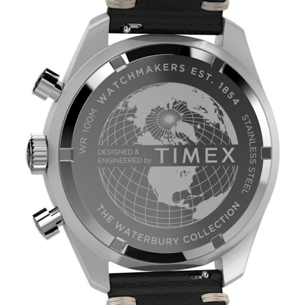 Klocka - Timex - TW2Y18600 - Svart Läder - 41 mm - Vattentålig 10 bar Svart