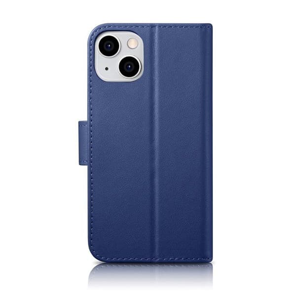 2-i-1 plånboksfodral i läder för iPhone 14 Plus, RFID-skydd, blå