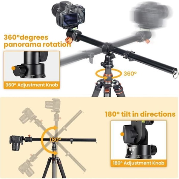Tripod förlängningsarm - TARION - VB-01 - Aluminium - Rotativ 360° - Max belastning 17,6 lb