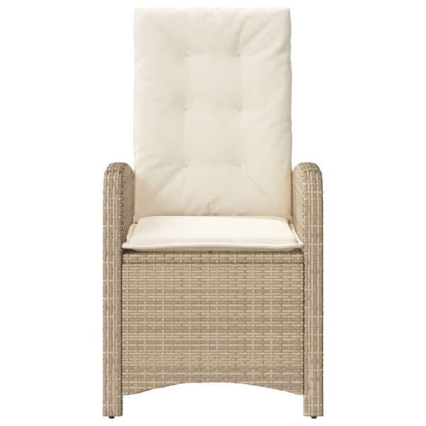 vidaXL Bistroset 3 delar med kuddar beige flätad resin 365180