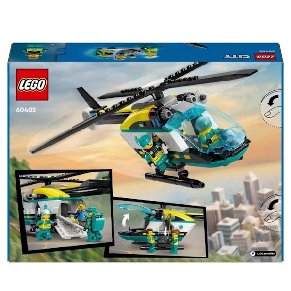 LEGO® 60405 City Emergency Helikopter, leksak för barn, med minifigurer: Pilot, Vandrare och Räddare Flerfärgad