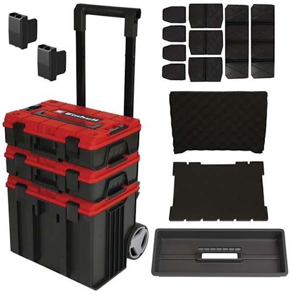 Einhell Tour de coffrets de rangement E-Case Tower (max 120 kg, för modulär förvaring av känslig utrustning) Röd
